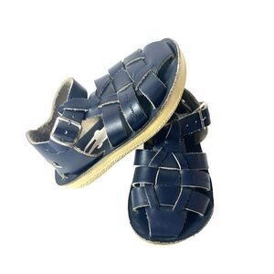 Hoy Shoe Sun-San Navy Blue Leather Kids Toddler Size 7 Fisherman Comfort Sandals